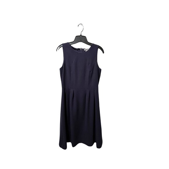 H&M Sleeveless Pleated Fit-and-Flare Knee Length Knit Dress, Navy Blue, Size 8 - Picture 1 of 5